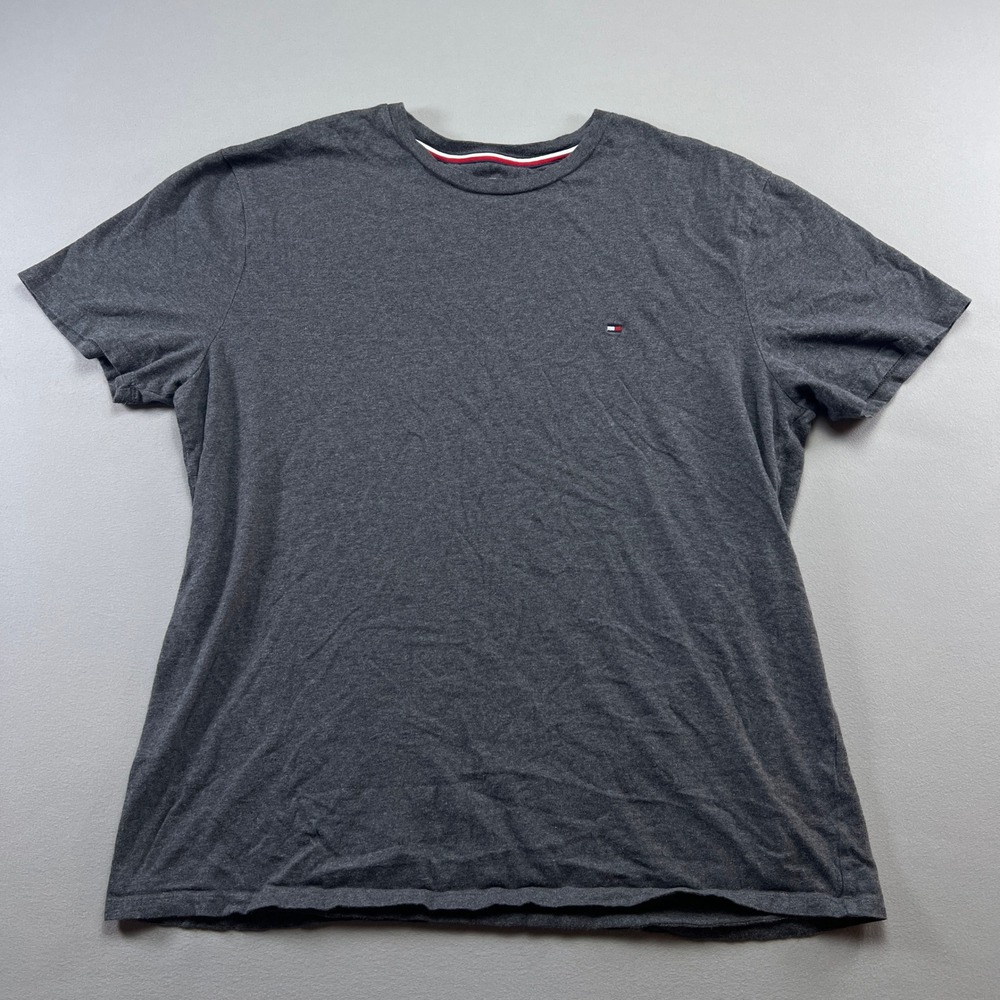 Tommy Hilfiger T Shirt Mens Large Charcoal Gray Short Sleeve Crew Neck Everyday